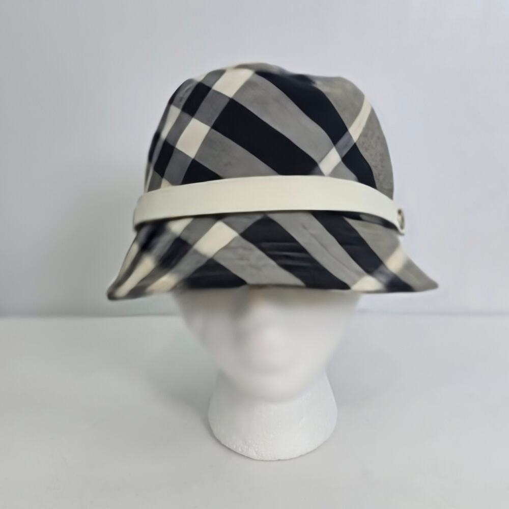 Burberry Nova Check Bucket Hat Leather Strap Brim NWT Size M - Picture 2 of 9